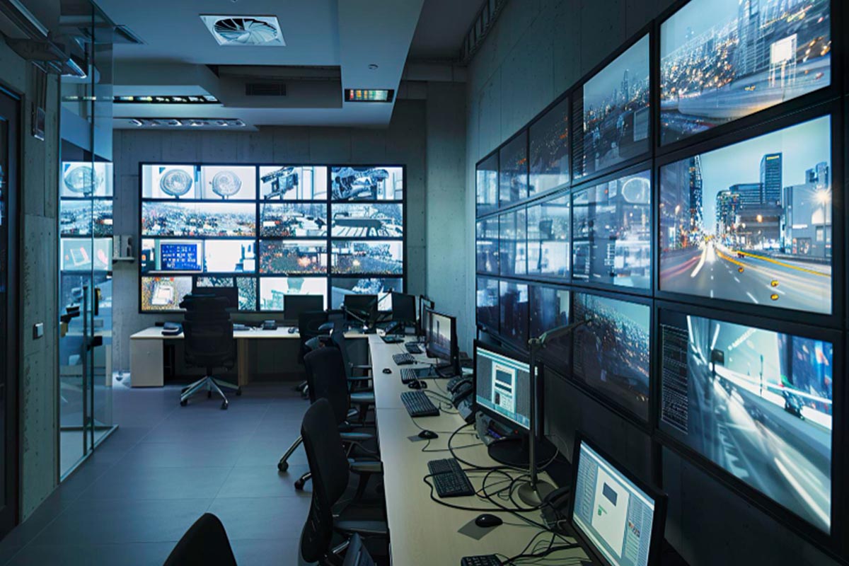 Control room with CCTV monitoring screens (representative image)