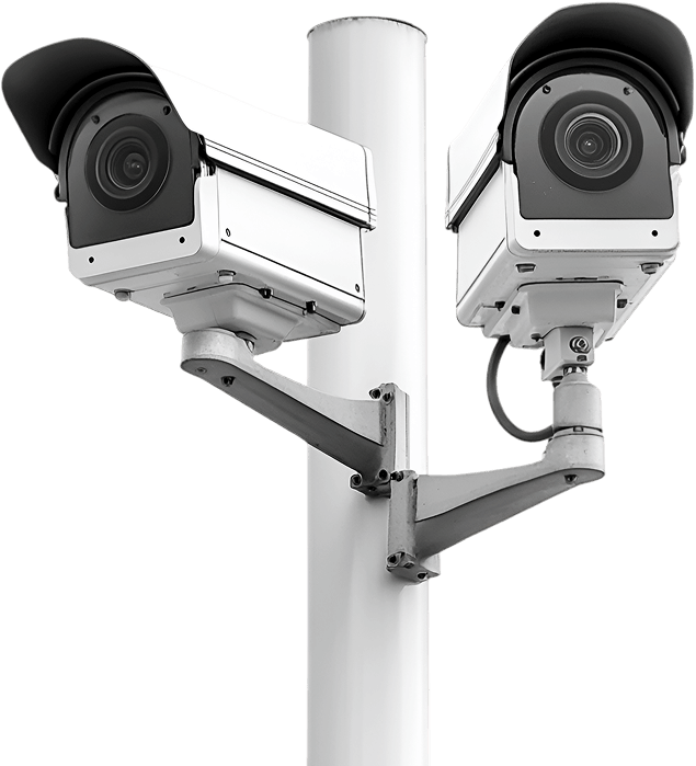 Pole-mounted CCTV security cameras