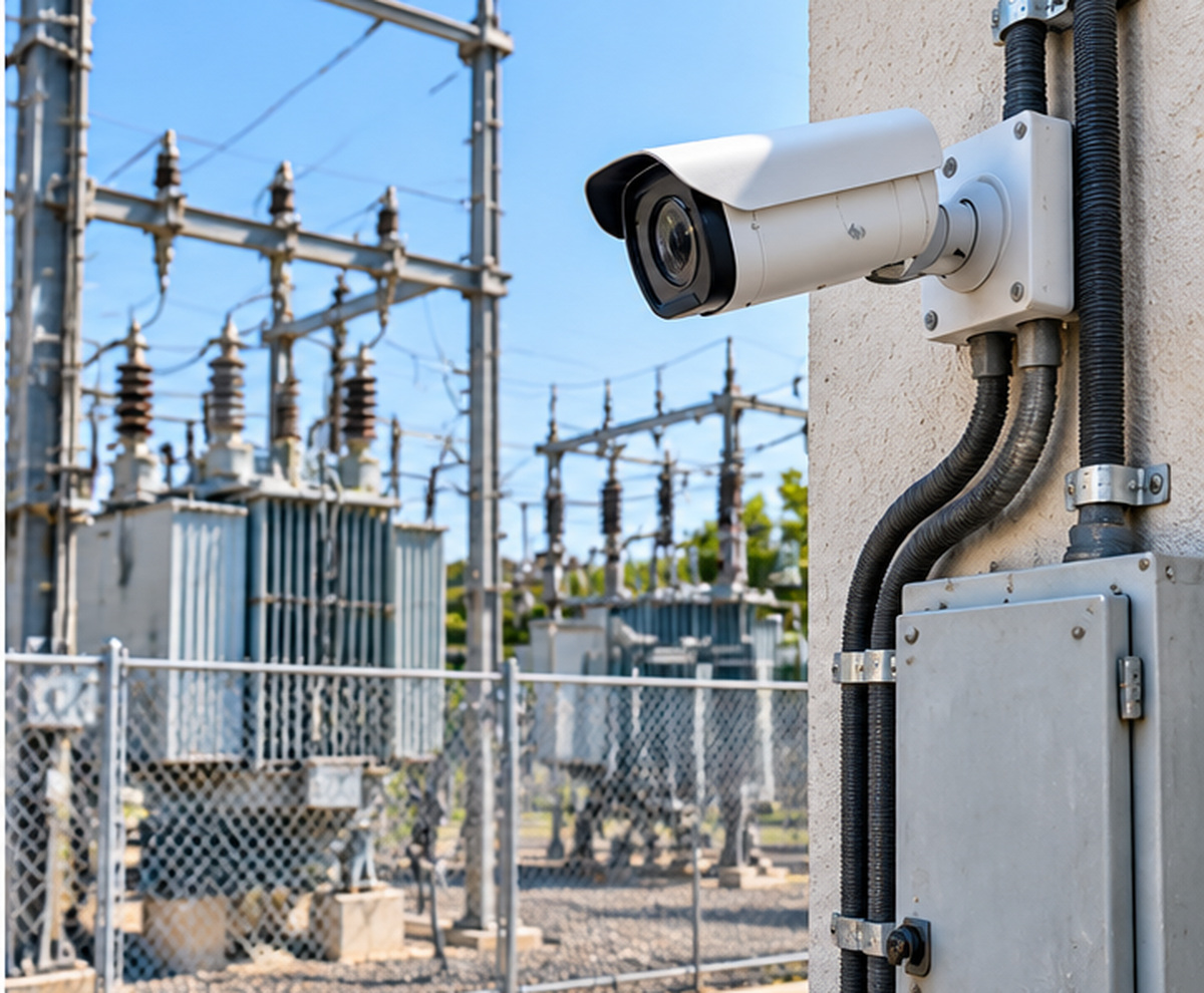 Representative CCTV camera near electrical substation equipment